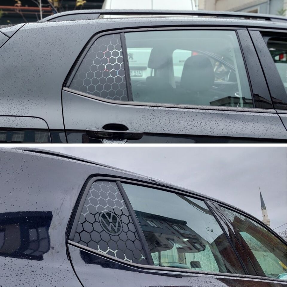 Volkswagen T-ROC Uyumlu Kelebek Cam Sticker Set VW LOGOLU