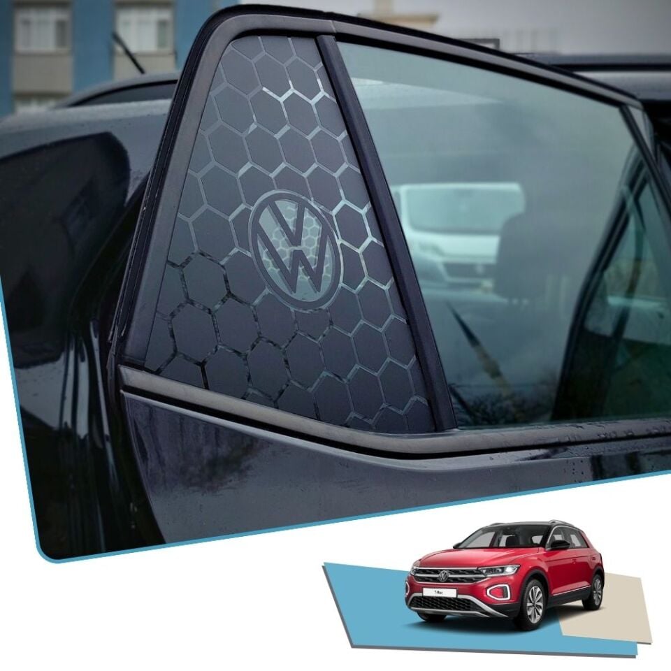 Volkswagen T-ROC Uyumlu Kelebek Cam Sticker Set VW LOGOLU
