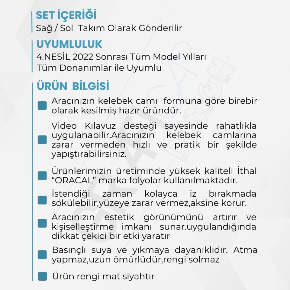 Skoda Fabia Uyumlu Kelebek Cam Sticker Set 2022 Sonrası
