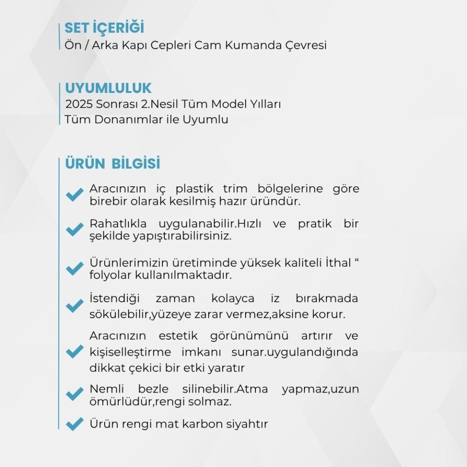 Opel Grandland İç Trim Kaplama Set / 2025 Sonrası / 2.Nesil Uyumlu
