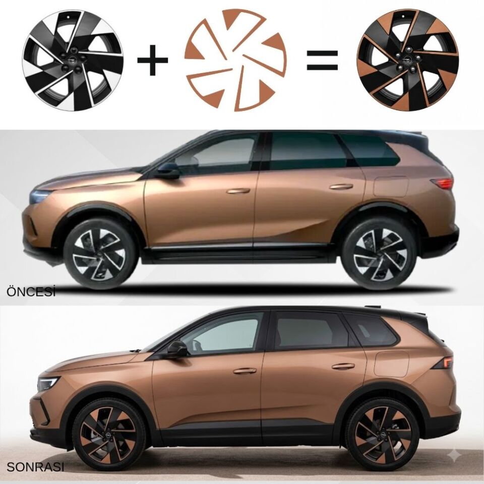 Opel Grandland Jant Kaplama Sticker Set / 2025 Sonrası / 2.Nesil METALİK BAKIR MAT
