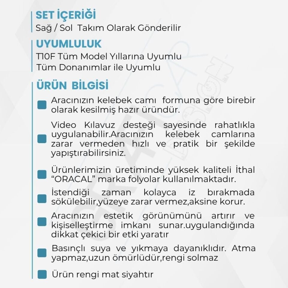 TOGG T10F SEDAN Uyumlu Kelebek Cam Sticker