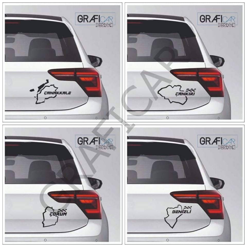 Harita Yarış Pisti Görünüm Sticker/Çanakkale-Çankırı-Çorum-Denizli