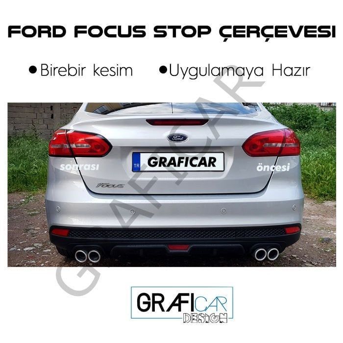Ford Focus MK3 Stop Çerçeve Sticker MAT SİYAH - SEDAN MK3
