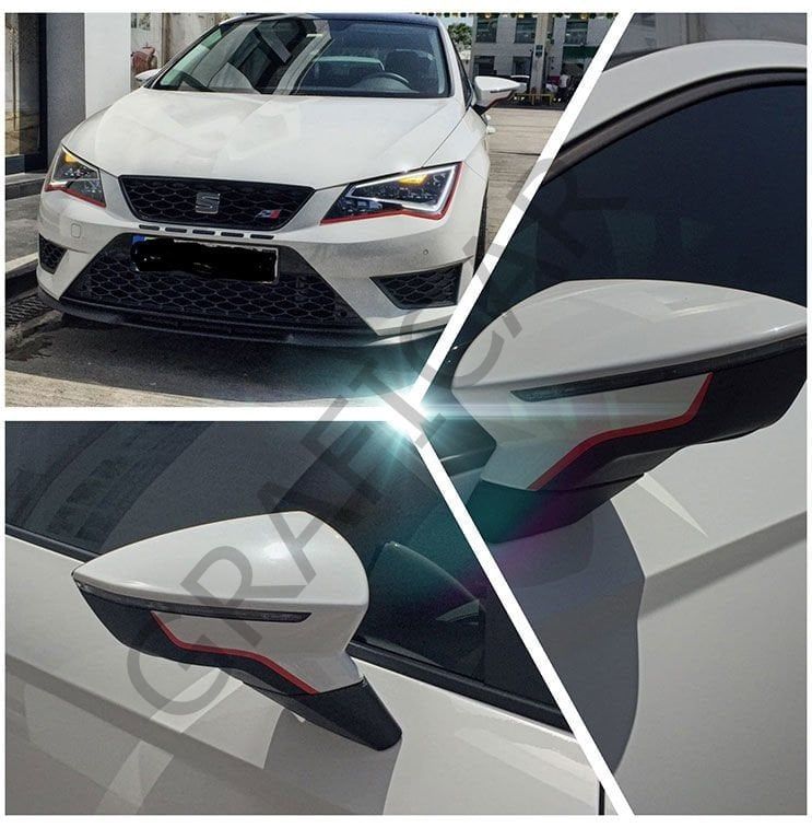 Seat Leon MK3 /MK3.5 Far Ayna Sticker PARLAK SİYAH