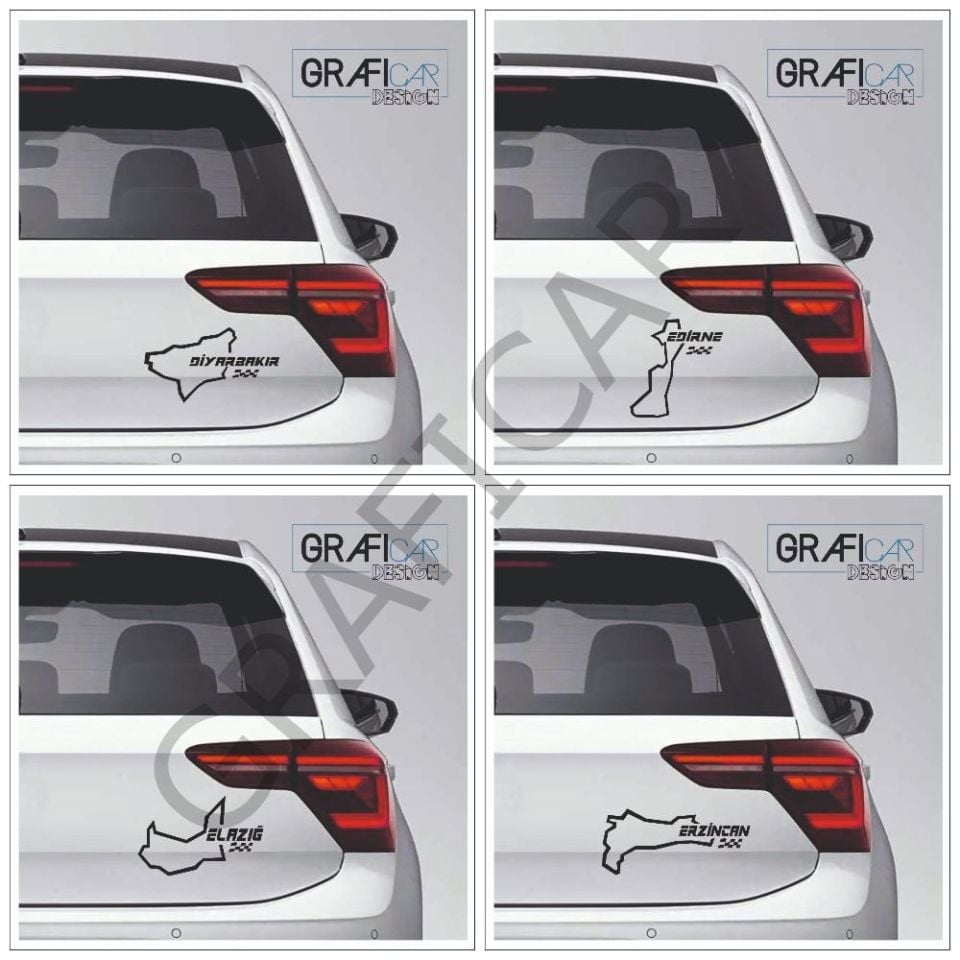 Harita Yarış Pisti Görünüm Sticker/Erzincan-Diyarbakır-Edirne-Elazığ