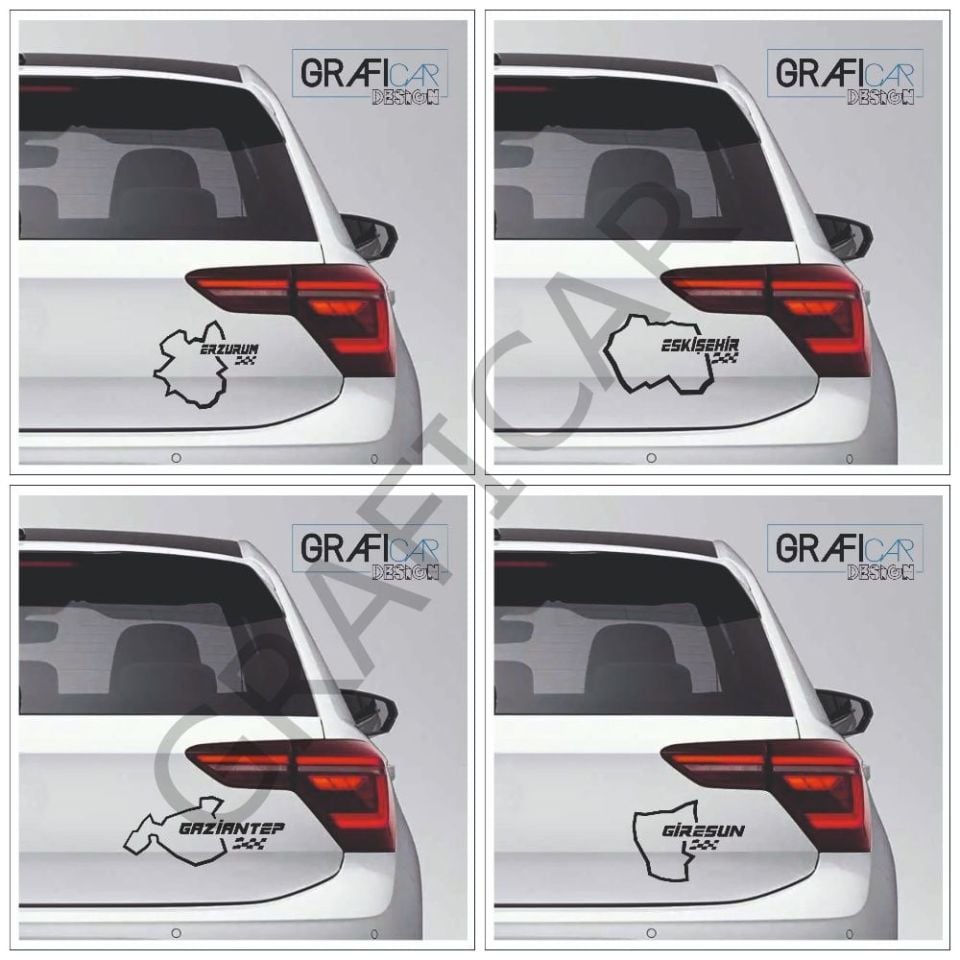 Harita Yarış Pisti Görünüm Sticker/Erzurum-Eskişehir-Gaziantep-Giresun