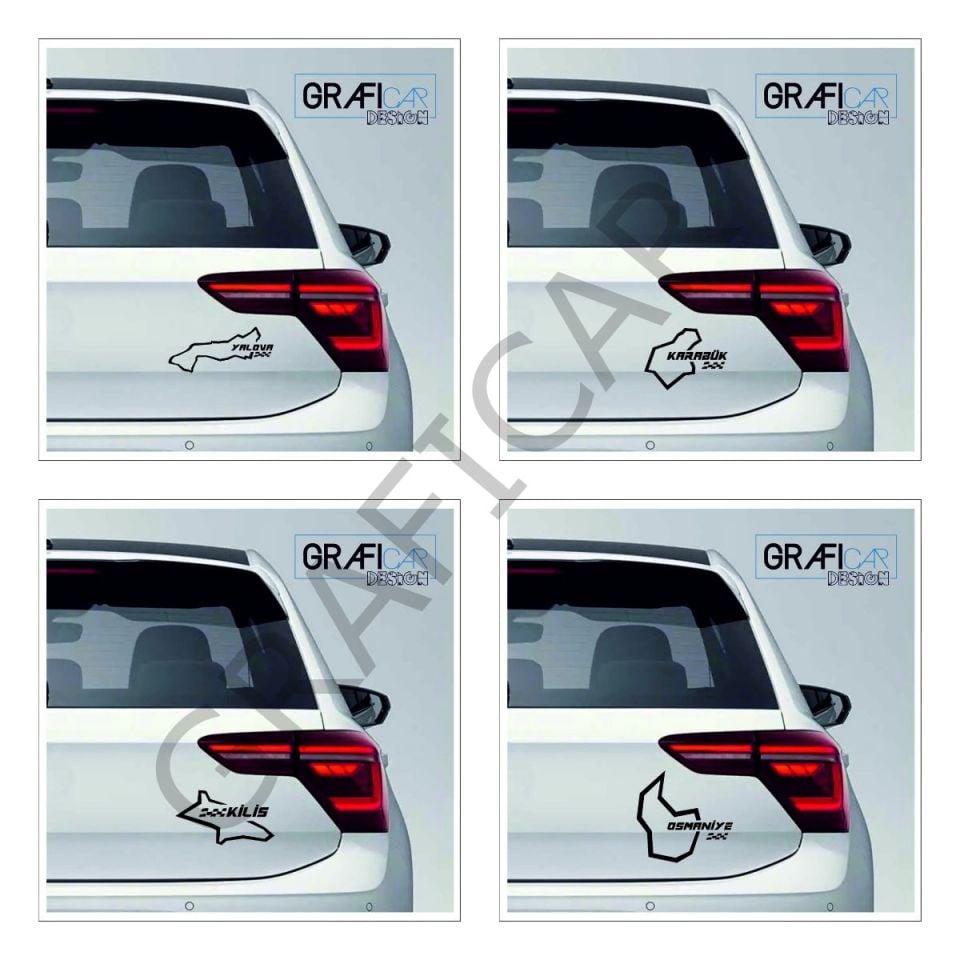 Harita Yarış Pisti Görünüm Sticker / Karabük-Kilis-Osmaniye-Yalova