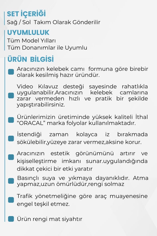 Jaecoo 7 Uyumlu Kelebek Cam Sticker Set