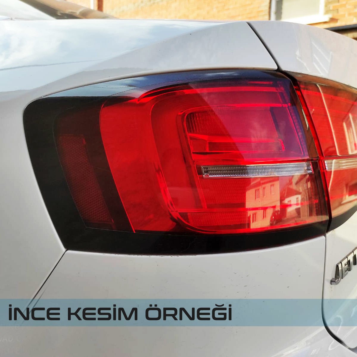 Volkswagen Jetta MK6 Stop Çerçeve Sticker MAT SİYAH - İNCE - 2014-2019 MAKYAJLI