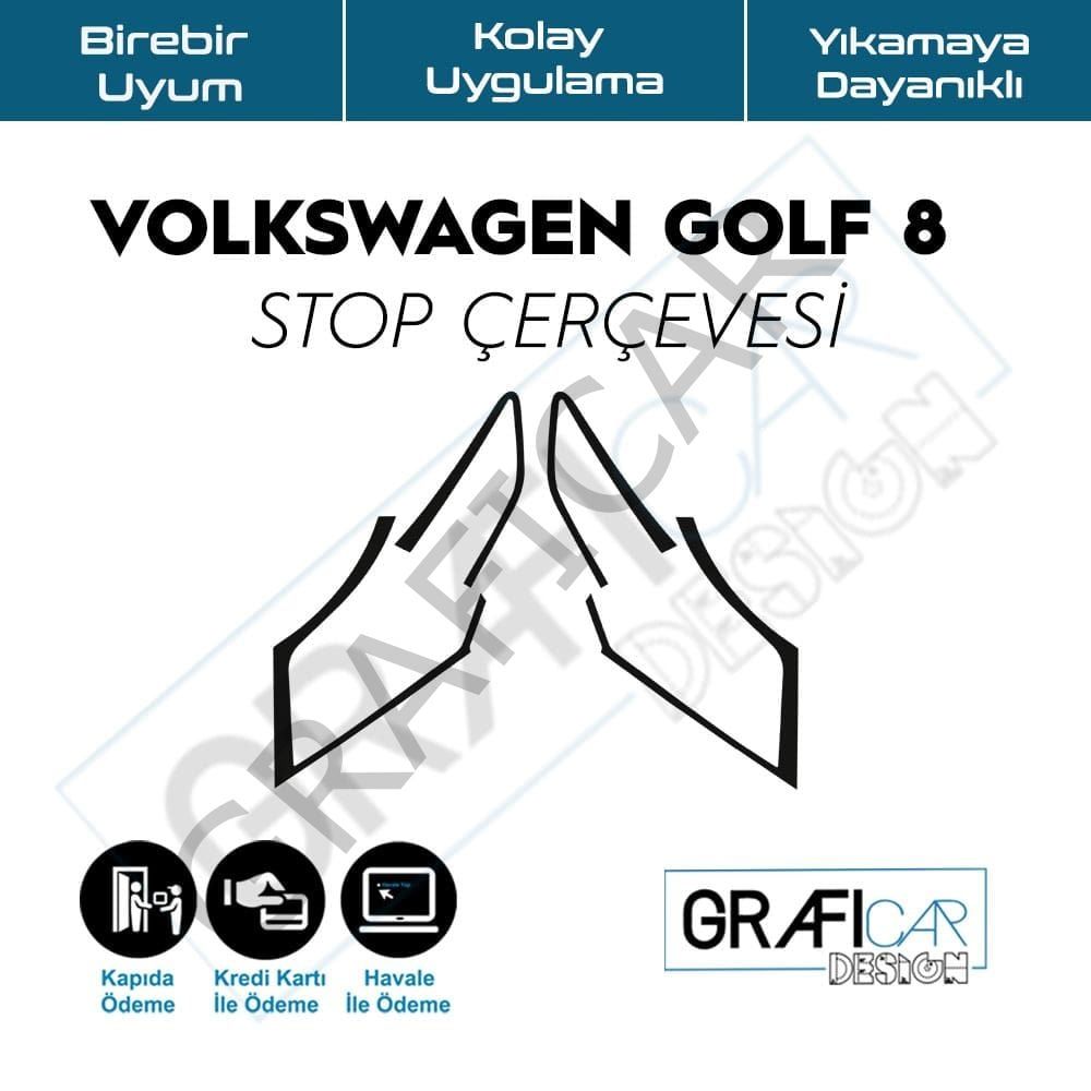 Volkswagen Golf 8 Uyumlu Stop Çerçevesi MAT SİYAH