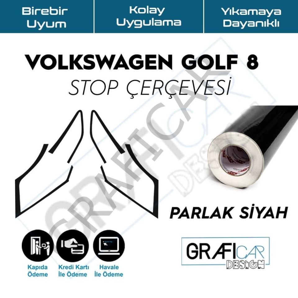Volkswagen Golf 8 Uyumlu Stop Çerçevesi MAT SİYAH