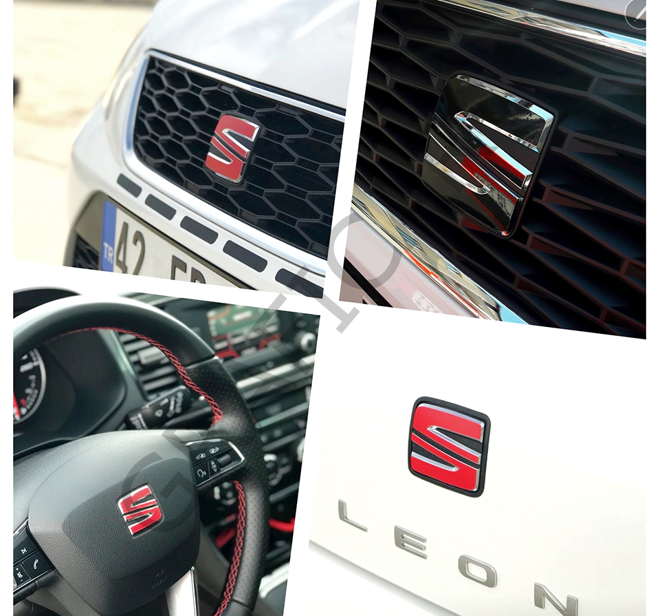 Seat Ibiza MK4 Emblem Sticker Set 2013-2016 / CURRENT LOGO - BRUSHED BLACK