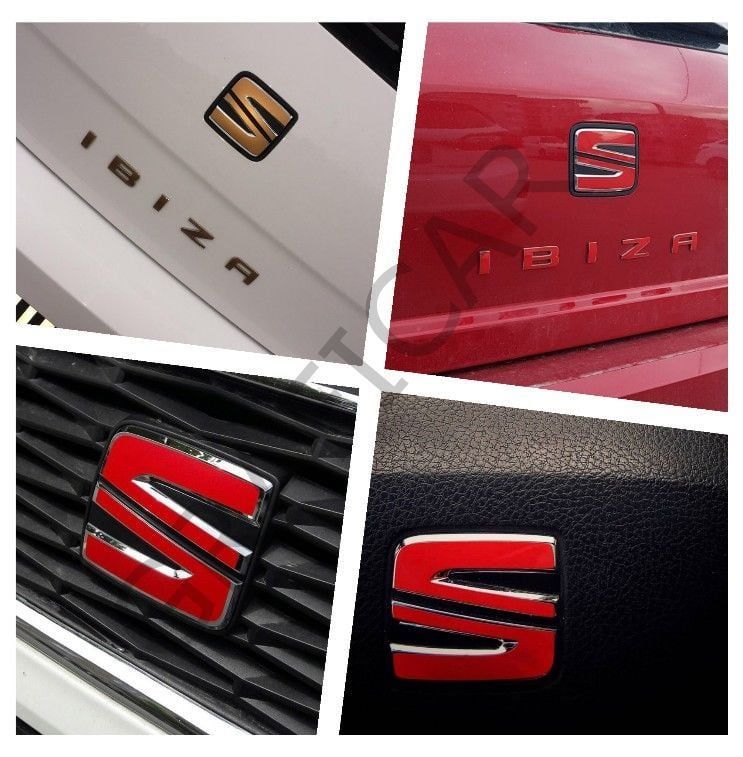 Seat Ibiza MK4 Emblem Sticker Set 2013-2016 / CURRENT LOGO - BRUSHED BLACK