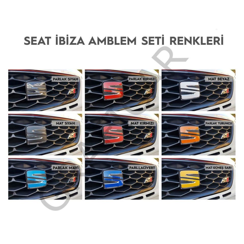 Seat Ibiza MK4 Amblem Sticker Set 2013-2016 / GÜNCEL LOGO - PARLAK TURUNCU