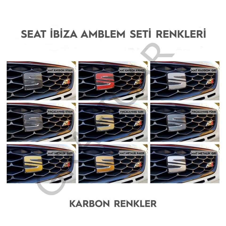 Seat Ibiza MK4 Amblem Sticker Set 2013-2016 / GÜNCEL LOGO - PARLAK TURUNCU