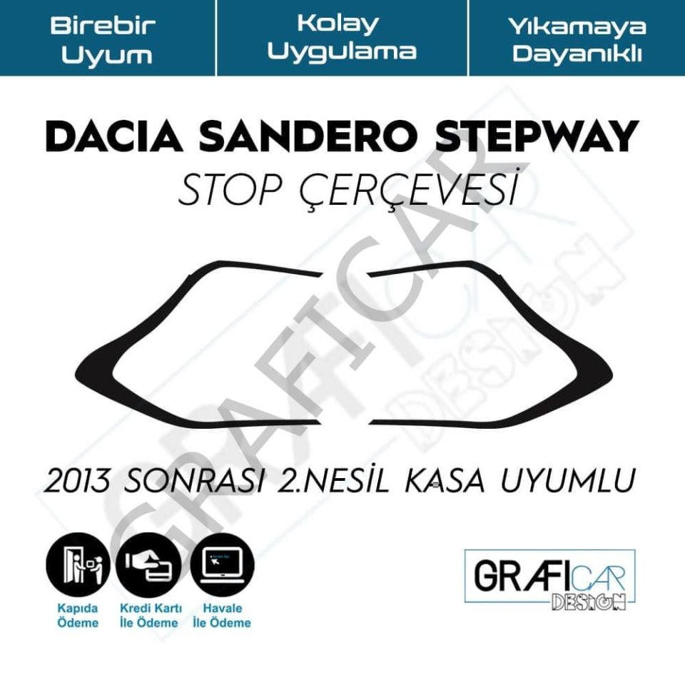 Dacia Sandero Stepway Stop Çerçevesi / 2013-2020 PARLAK SİYAH