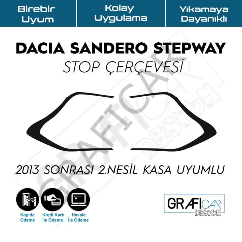 Dacia Sandero Stepway Stop Çerçevesi / 2013-2020 MAT SİYAH
