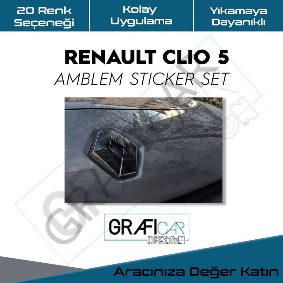 Renault Clio 5 Emblem Sticker Set MATTE CARBON GRAY