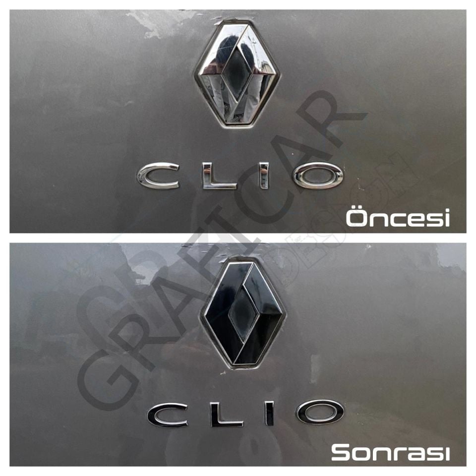 Renault Clio 4 Emblem Sticker Set BRUSHED BLACK