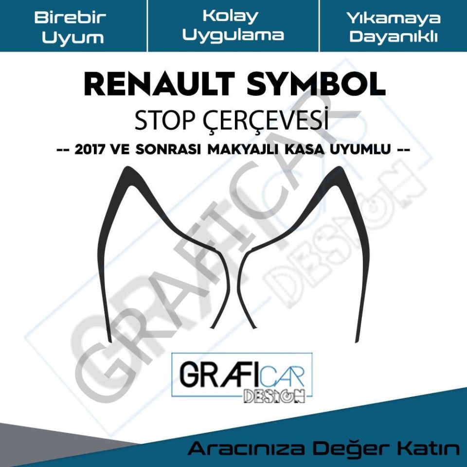 Renault Symbol Stop Çerçeve Sticker PARLAK SİYAH
