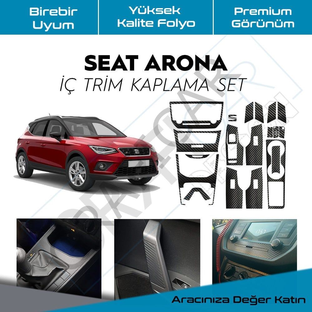 Seat Arona İç Trim Kaplama Set MAT KARBON SİYAH - BUTON VAR