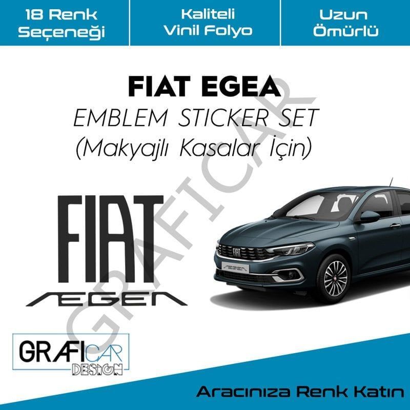 Fiat Egea Amblem Sticker Set MAT KARBON GRİ