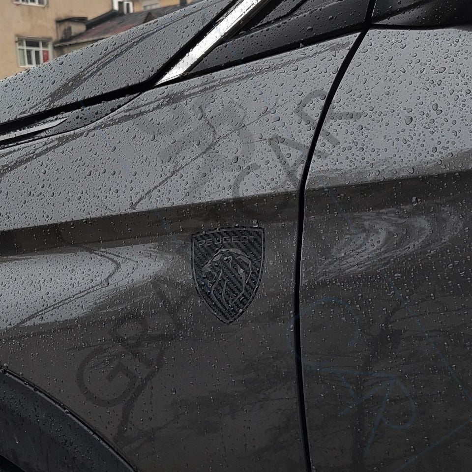 Yeni Peugeot Logo Sticker  / 2 Adet FIRÇALI SİYAH