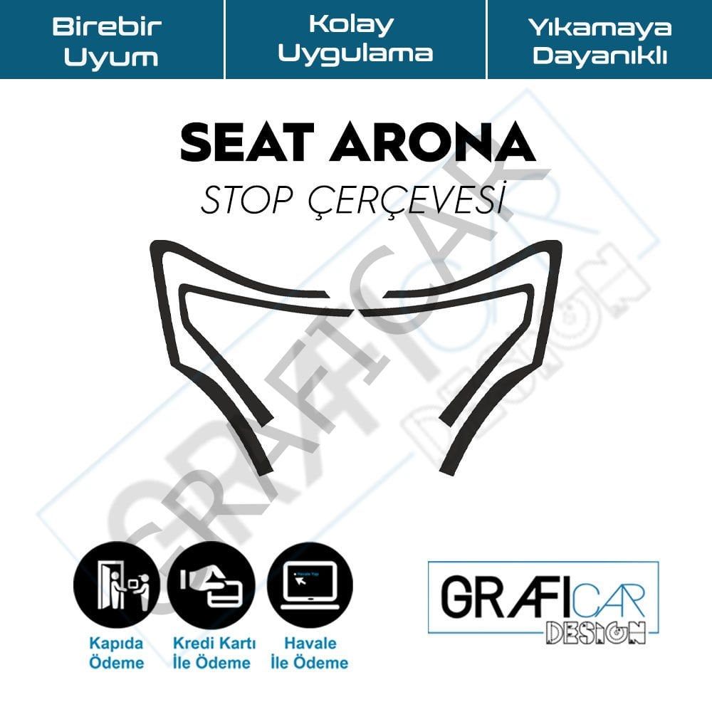 Seat Arona Stop Çerçeve Sticker PARLAK SİYAH