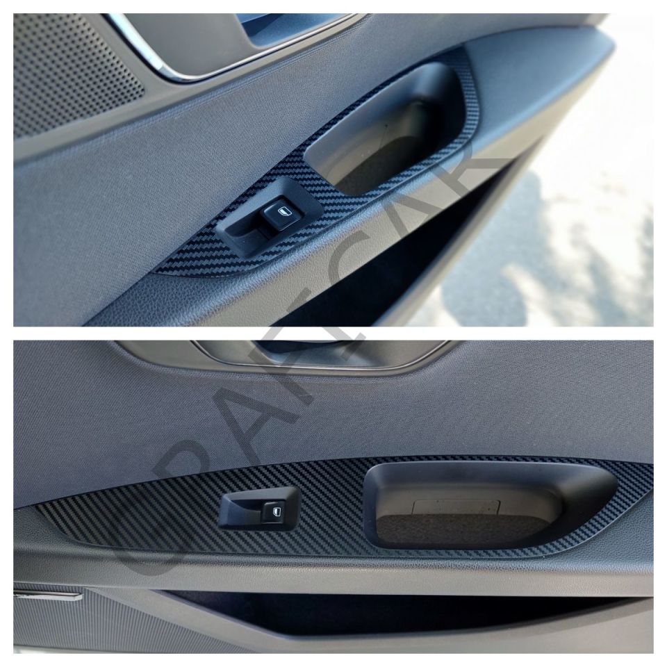 Seat Leon 5F/MK3 / 4 Kapı Kol Tutma Kaplama Sticker Seti MAT KARBON SİYAH