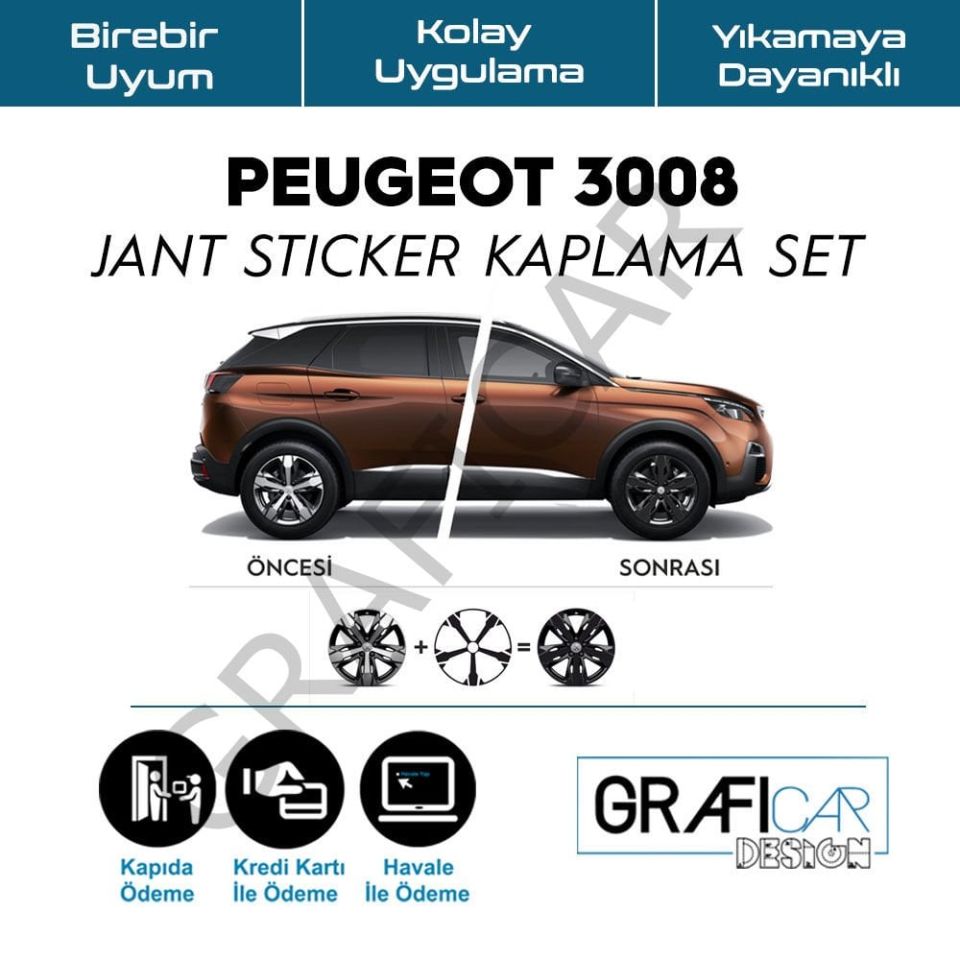 Peugeot 3008 Rim Covering Sticker METALLIC MATT COPPER