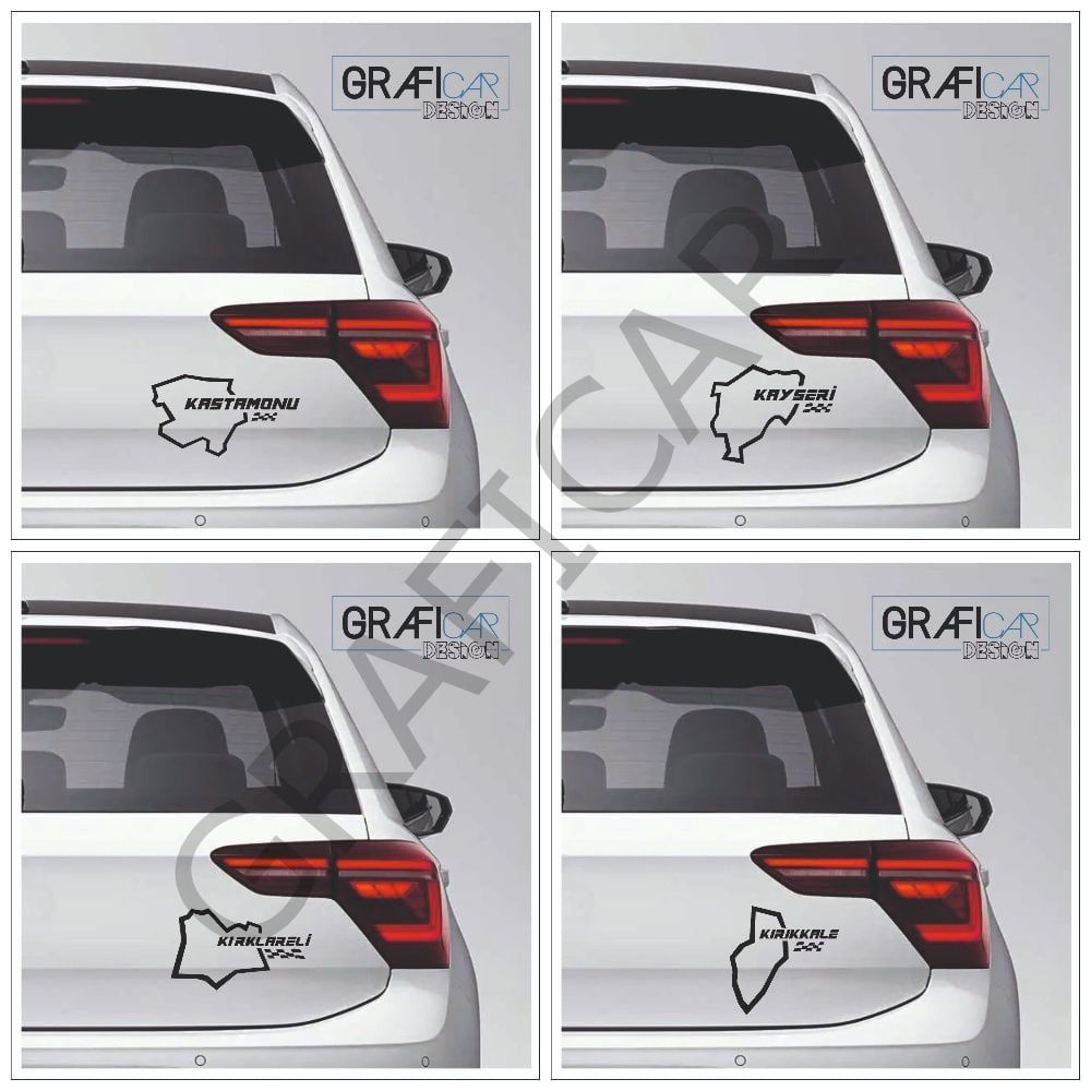 Harita Yarış Pisti Görünüm Sticker/Kastamonu-Kayseri-Kırklareli-Kırşehir PARLAK BEYAZ - KASTAMONU