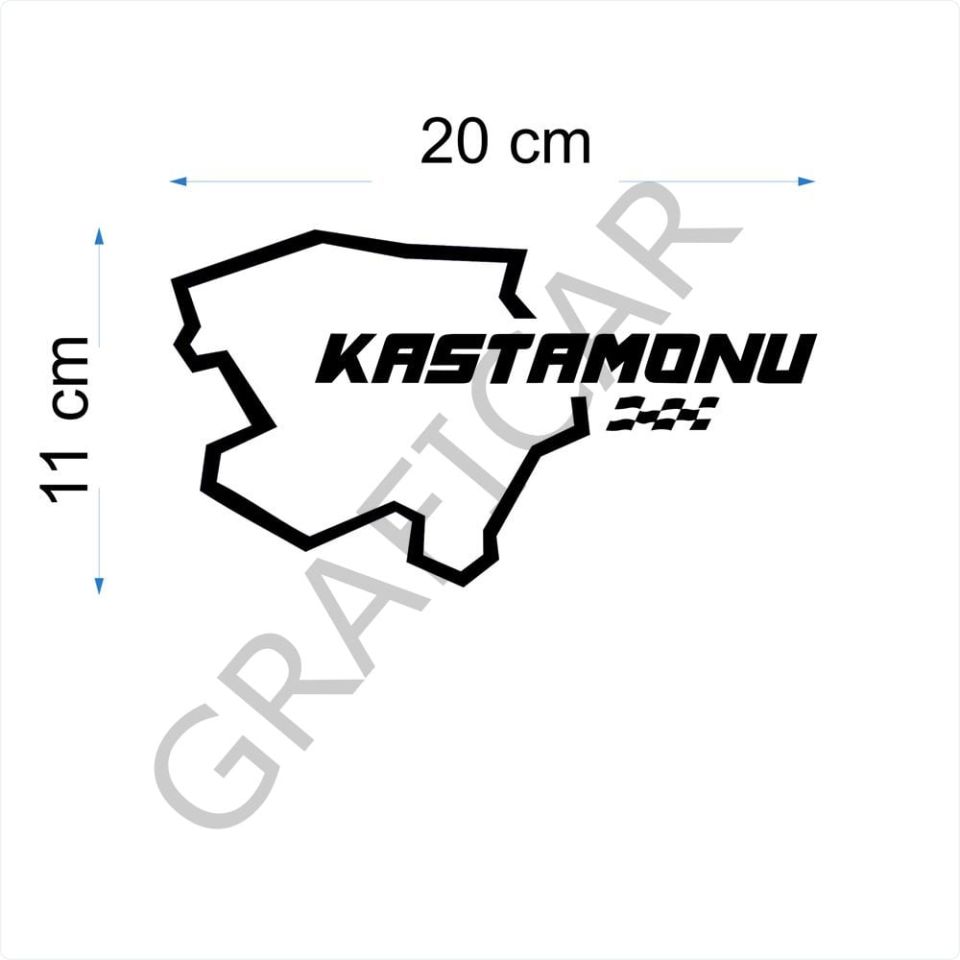 Harita Yarış Pisti Görünüm Sticker/Kastamonu-Kayseri-Kırklareli-Kırşehir PARLAK BEYAZ - KASTAMONU