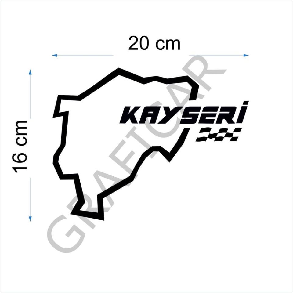Harita Yarış Pisti Görünüm Sticker/Kastamonu-Kayseri-Kırklareli-Kırşehir PARLAK BEYAZ - KASTAMONU