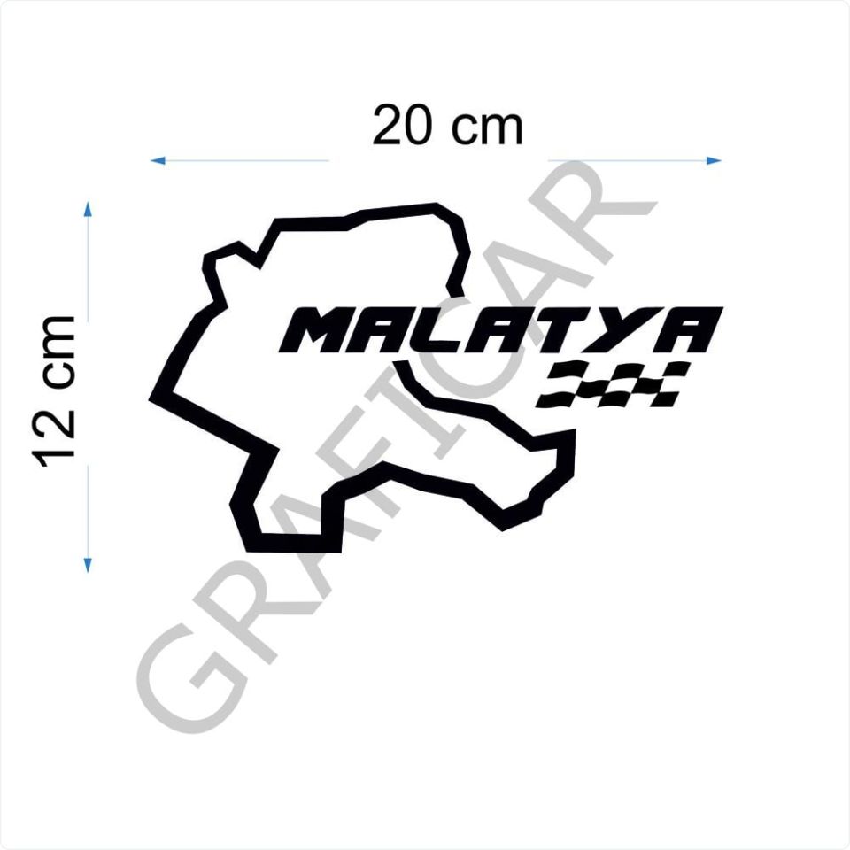 Harita Yarış Pisti Görünüm Sticker/Kocaeli-Konya-Kütahya-Malatya PARLAK SİYAH - KONYA