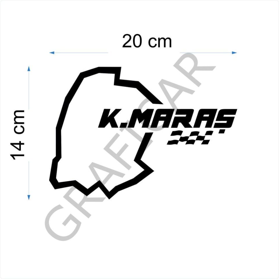 Harita Yarış Pisti Görünüm Sticker/Kahramanmaraş-Manisa-Mardin-Muğla PARLAK SİYAH - MANİSA