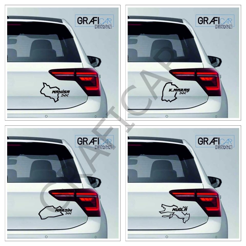 Map Race Track View Sticker - Pack of 2 / BRIGHT WHITE Between 45-48 - MANİSA