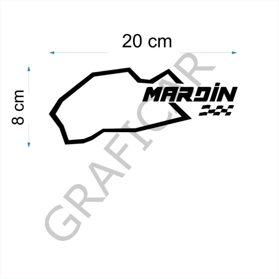 Harita Yarış Pisti Görünüm Sticker/Kahramanmaraş-Manisa-Mardin-Muğla PARLAK SİYAH - MUĞLA