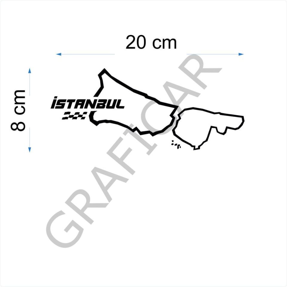 Harita Yarış Pisti Görünüm Sticker/İstanbul-İzmir-Kars-Mersin PARLAK SİYAH - MERSİN