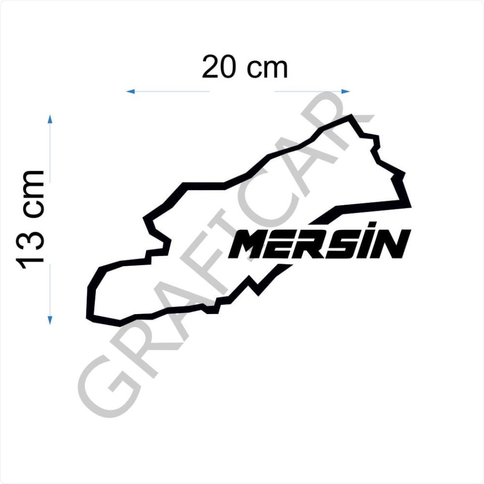 Harita Yarış Pisti Görünüm Sticker/İstanbul-İzmir-Kars-Mersin PARLAK SİYAH - MERSİN