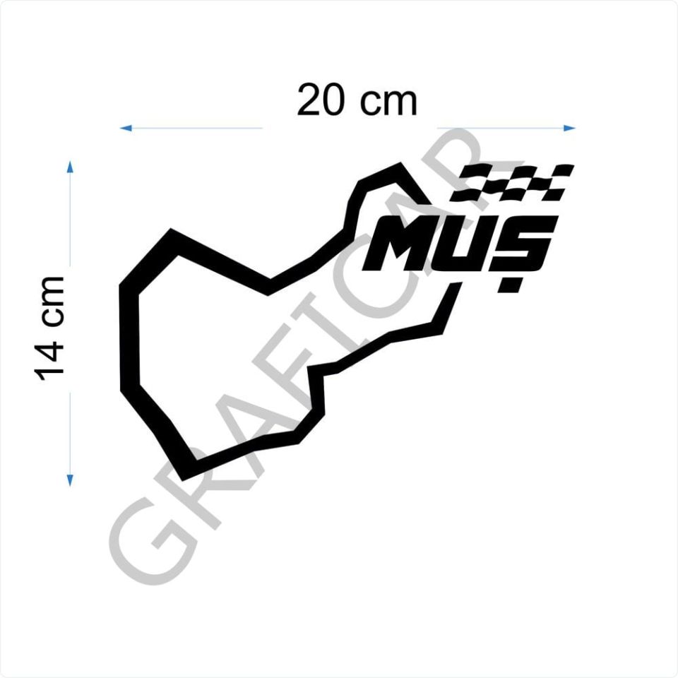 Harita Yarış Pisti Görünüm Sticker/Ordu-Nevşehir-Niğde-Muş PARLAK BEYAZ - ORDU