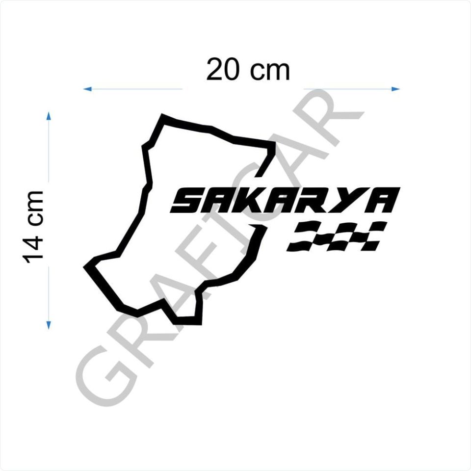 Harita Yarış Pisti Görünüm Sticker/Rize-Sakarya-Samsun-Siirt PARLAK SİYAH - RİZE