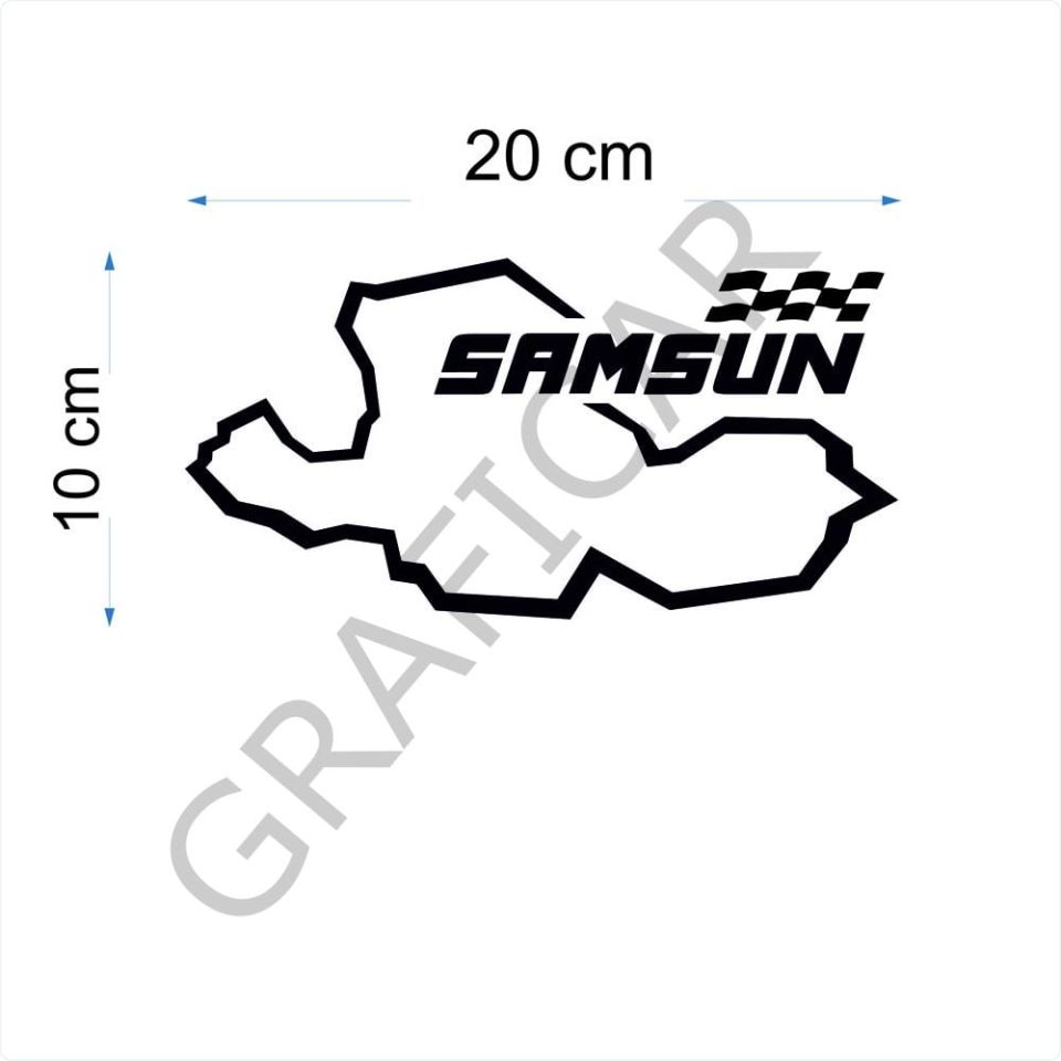 Harita Yarış Pisti Görünüm Sticker/Rize-Sakarya-Samsun-Siirt PARLAK SİYAH - SAMSUN