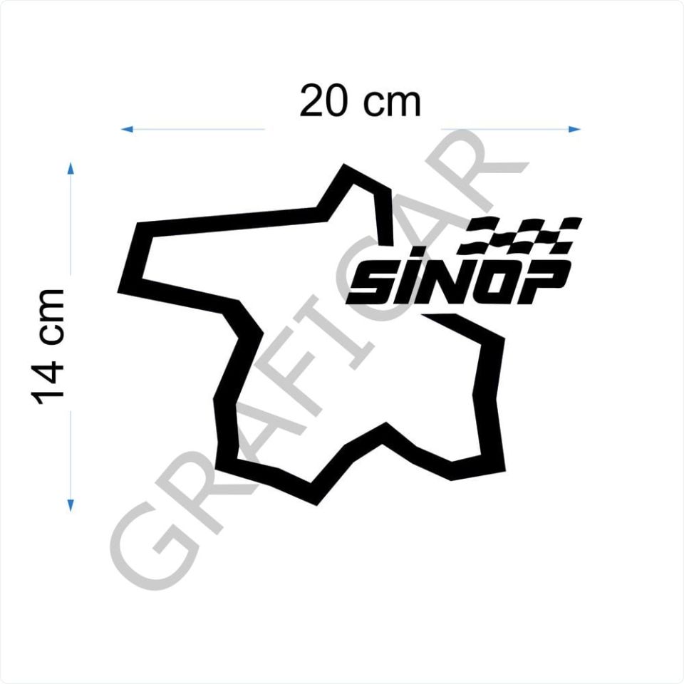 Harita Yarış Pisti Görünüm Sticker/Sinop-Sivas-Tekirdağ-Tokat PARLAK SİYAH - SİVAS