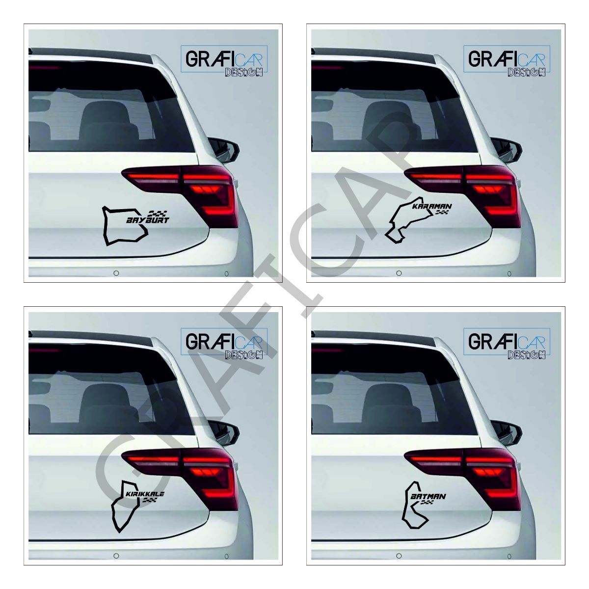 Harita Yarış Pisti Görünüm Sticker / Batman-Bayburt-Karaman-Kırıkkale PARLAK SİYAH - BATMAN