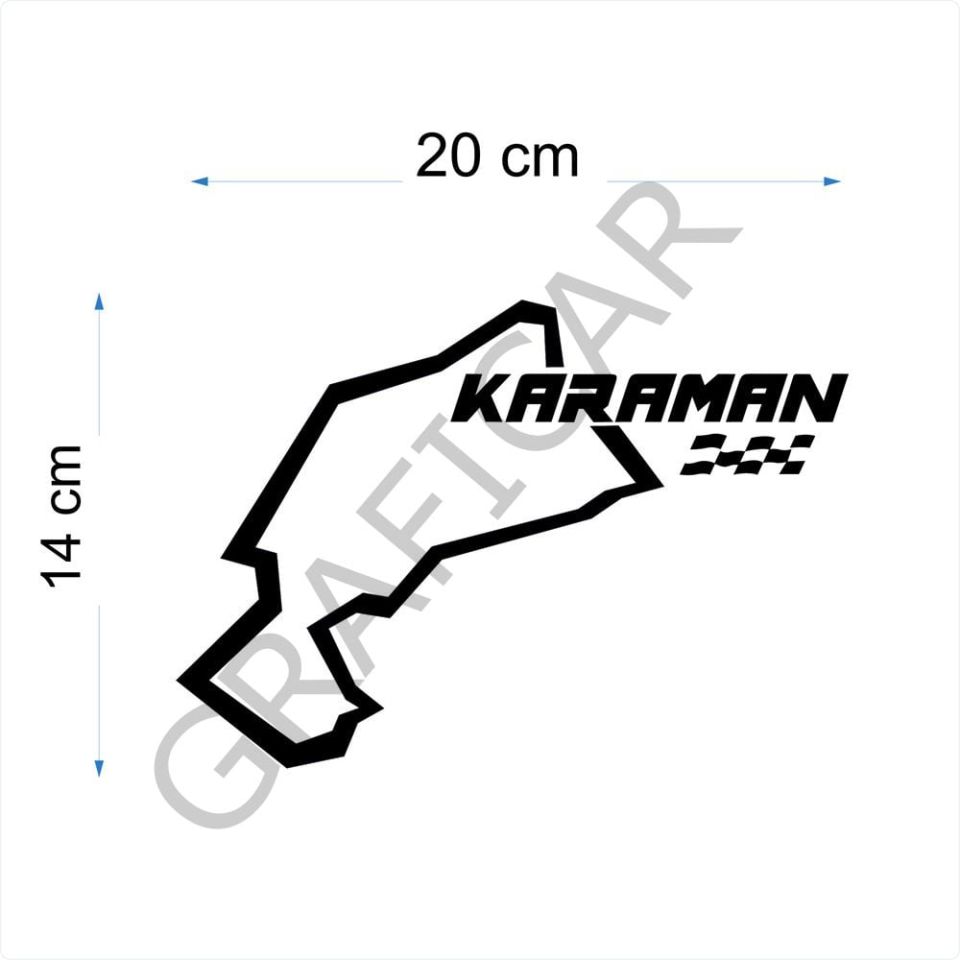 Harita Yarış Pisti Görünüm Sticker / Batman-Bayburt-Karaman-Kırıkkale PARLAK SİYAH - BAYBURT