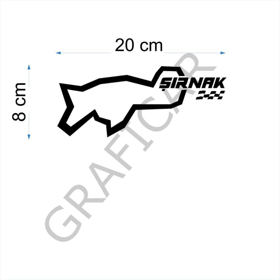 Harita Yarış Pisti Görünüm Sticker / Ardahan-Bartın-Iğdır-Şırnak PARLAK SİYAH - IĞDIR