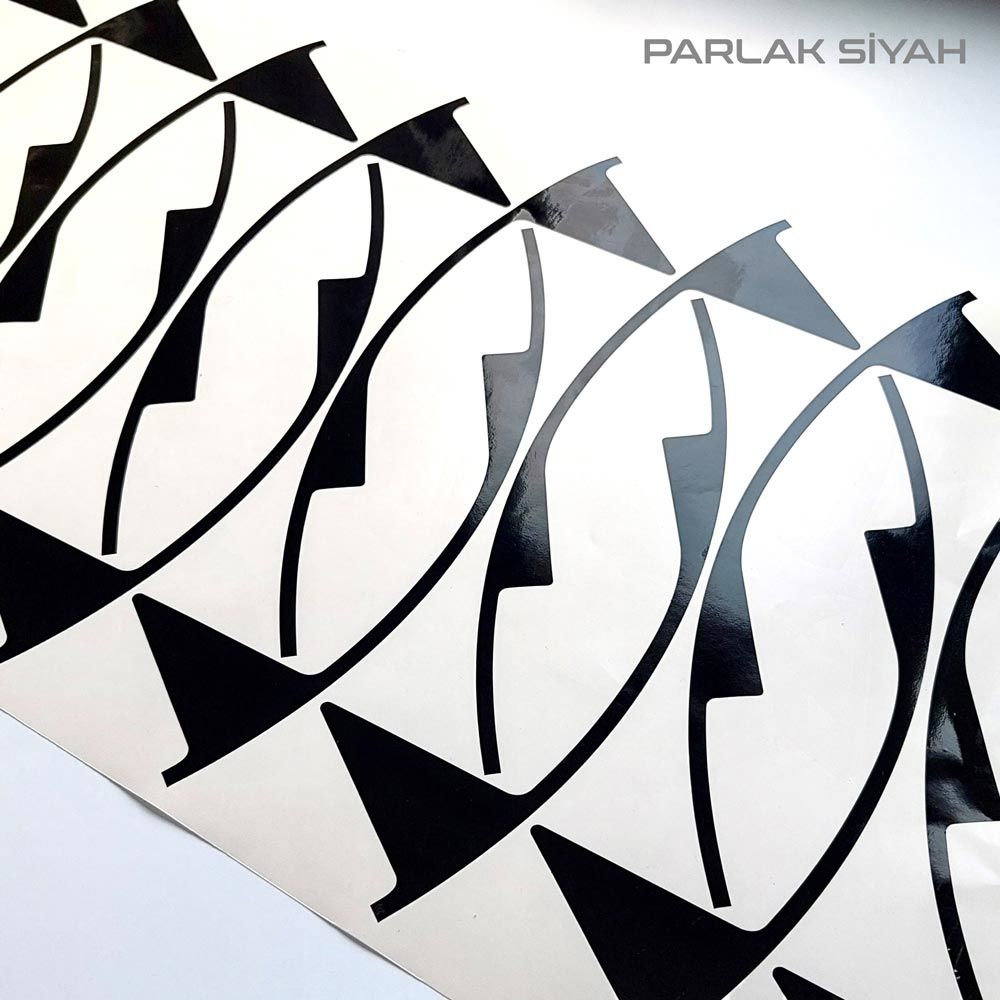 Peugeot 408 Jant Kaplama Sticker Set PARLAK SİYAH