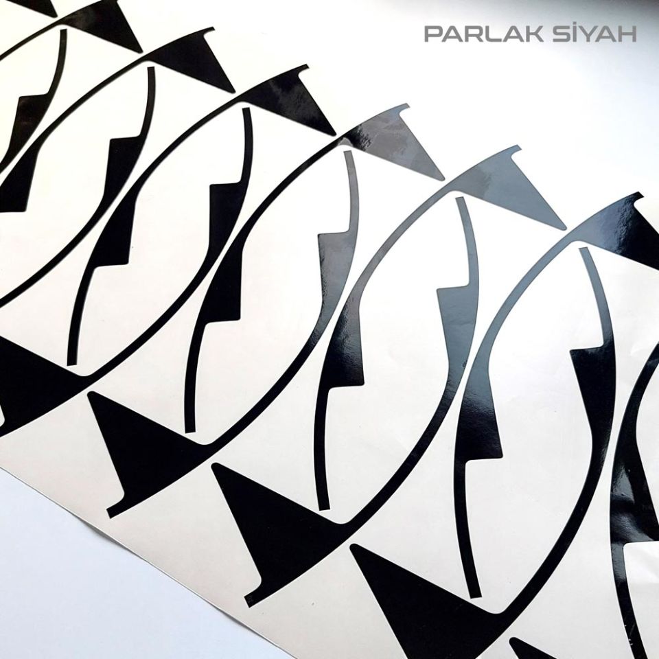 Peugeot 408 Jant Kaplama Sticker Set PARLAK SİYAH