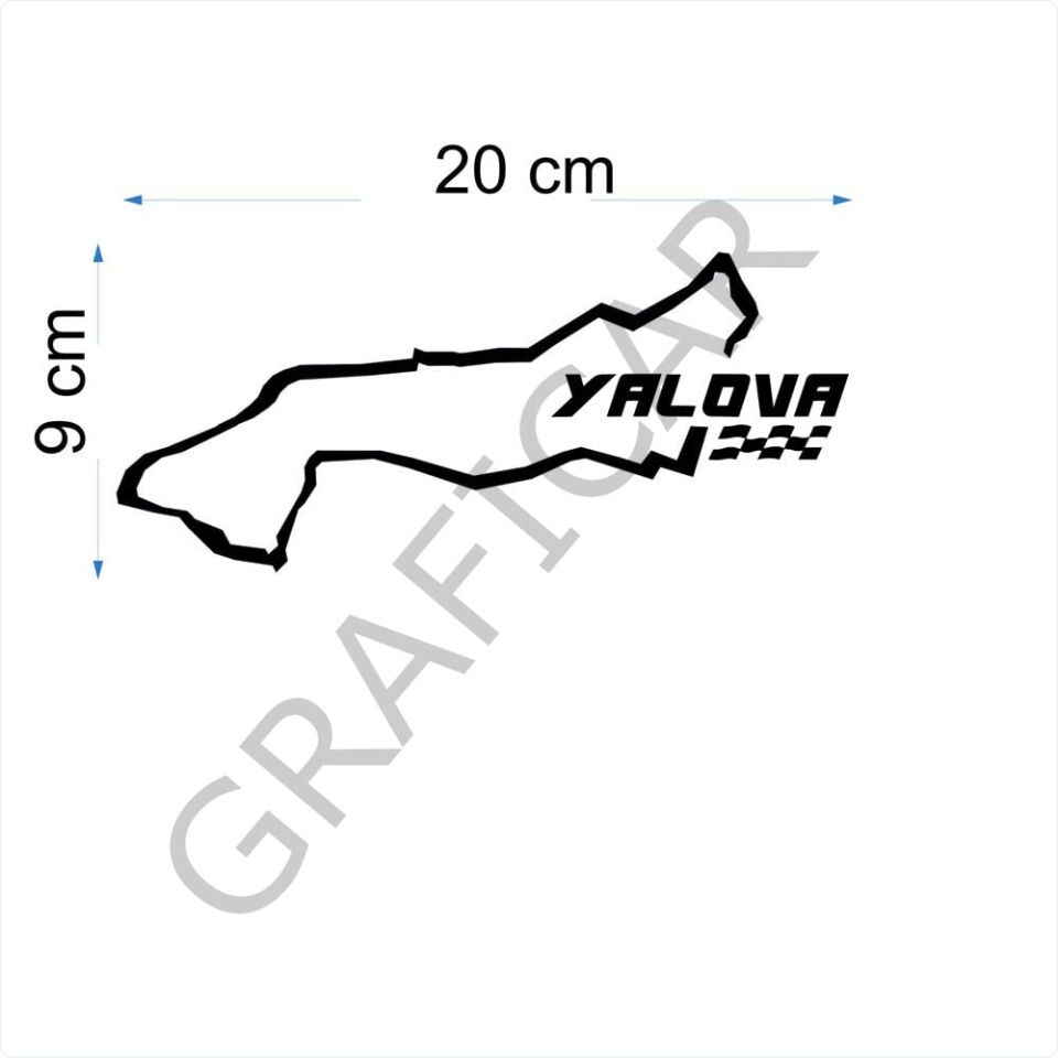 Harita Yarış Pisti Görünüm Sticker / Karabük-Kilis-Osmaniye-Yalova PARLAK BEYAZ - KİLİS